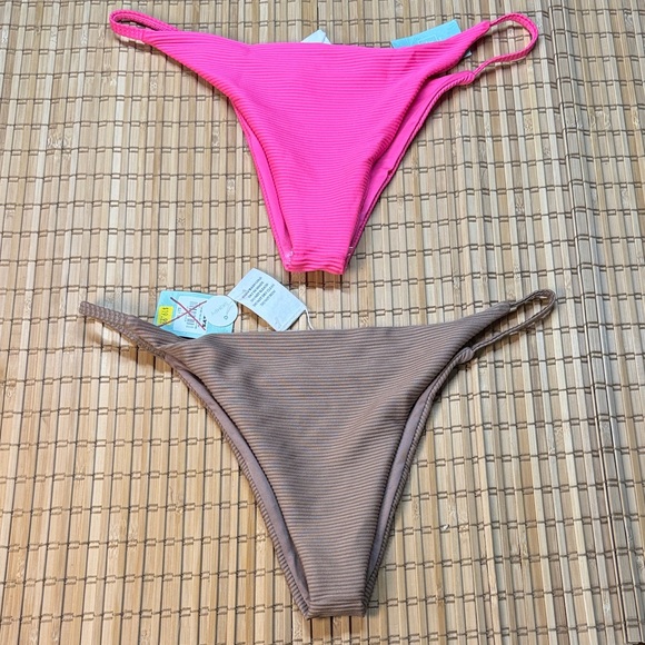 2 Full Tilt Hot Pink and Taupe Bikini Bottom Set - Picture 3 of 5